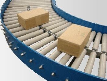 Curved gravity roller conveyor
