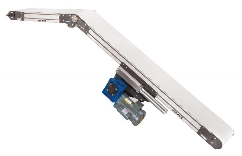 Incline conveyor belt with PVC belt.